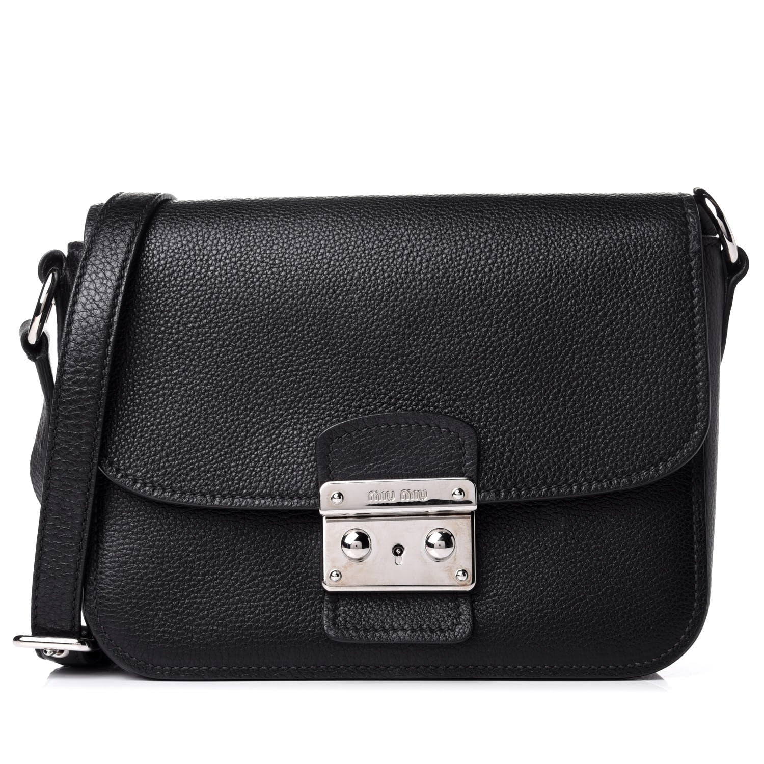 Miu Miu Vitello Phenix Madras Shoulder Bag Black 1 of 6