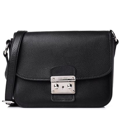 Miu Miu Vitello Phenix Madras Shoulder Bag Black 1 of 6
