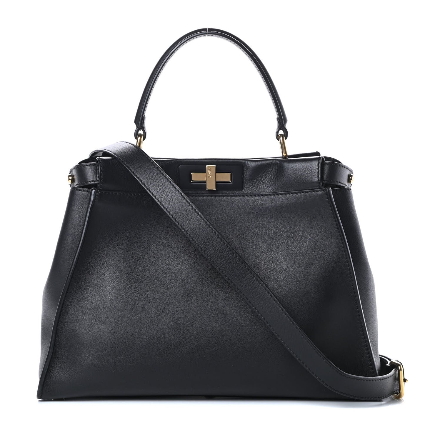 Vitello Seta Shiny Nappa Medium Peekaboo Iconic Satchel Black