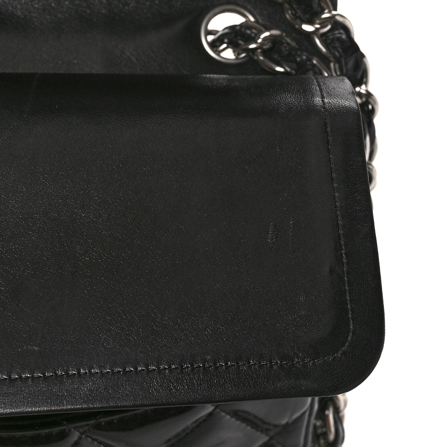 Patent Quilted Jumbo Double Flap Black