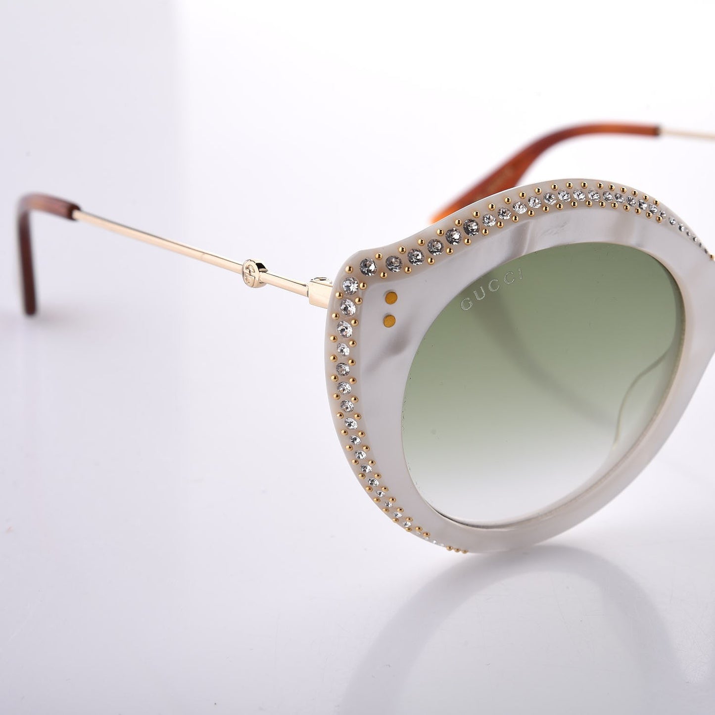 Crystal Cat Eye GG0214S Sunglasses White