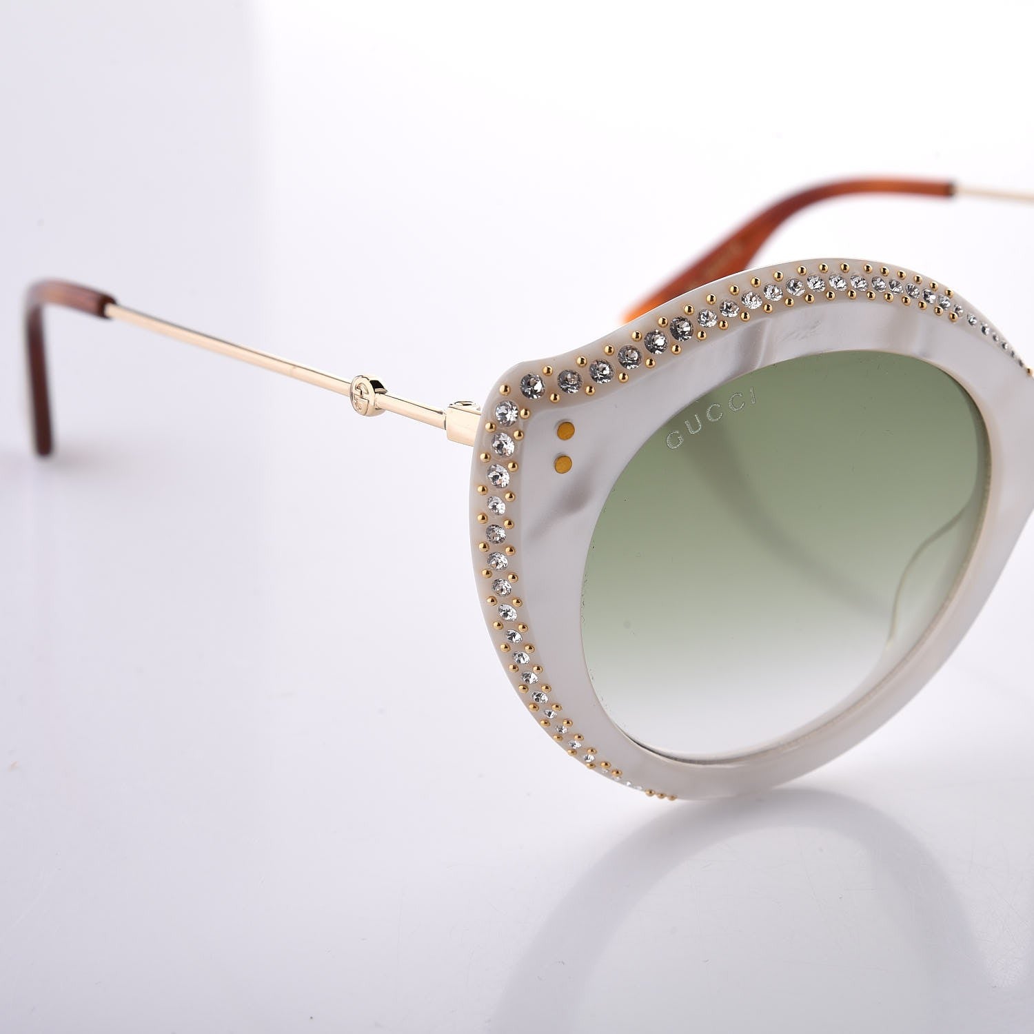 Gucci Crystal Cat Eye GG0214S Sunglasses White 7 of 16