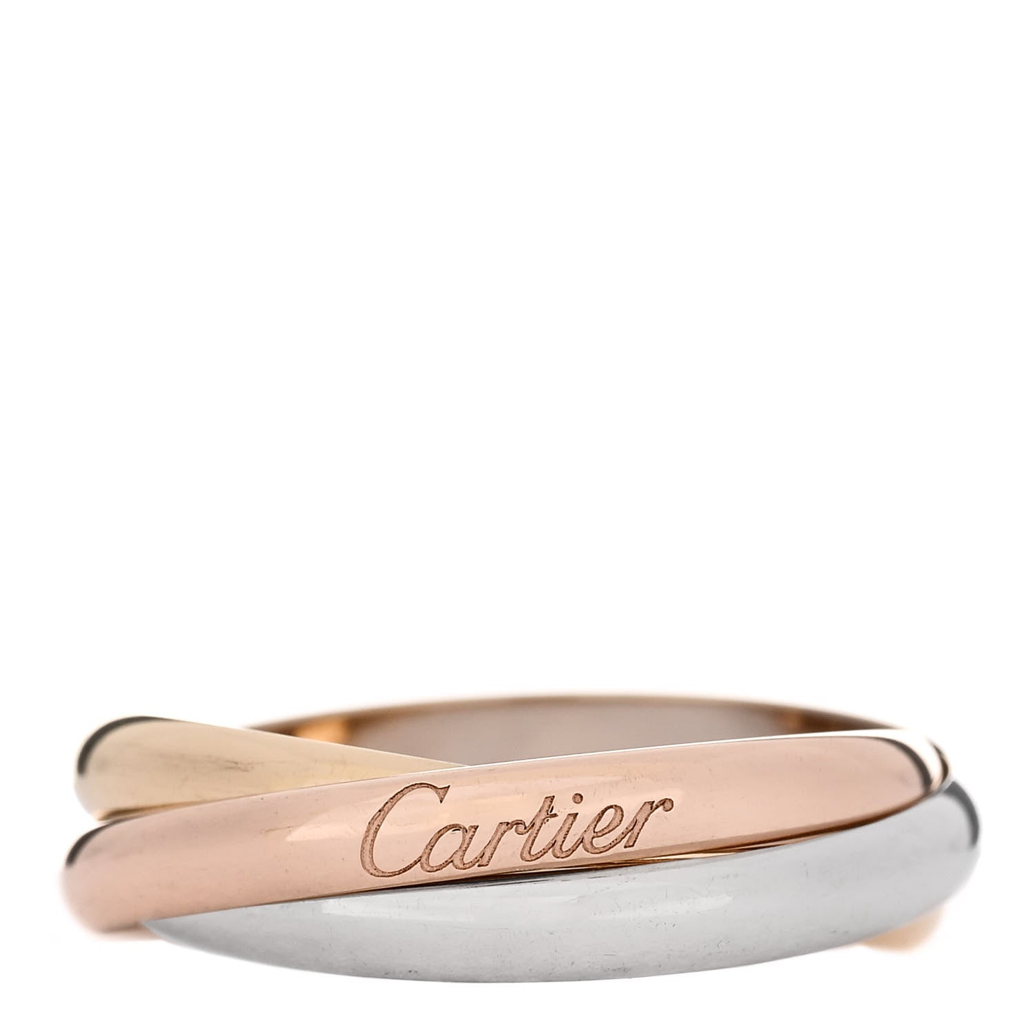 Cartier 18K Pink Yellow White Gold Small Trinity Ring 59 8.75 1 of 5