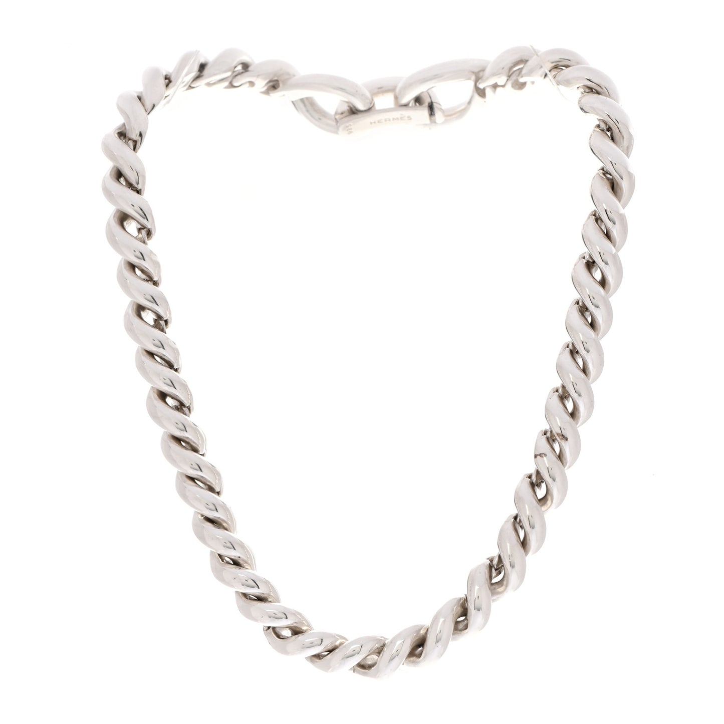 Sterling Silver Vintage Torsade Link Choker Necklace