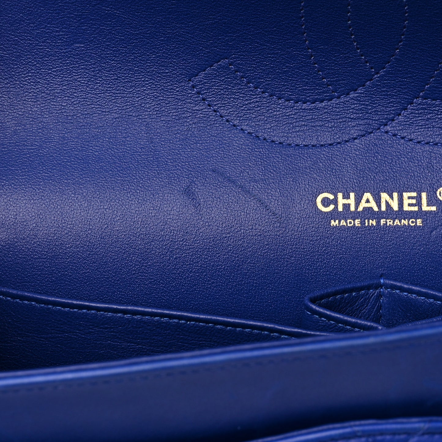 Lambskin Quilted Jumbo Double Flap Blue