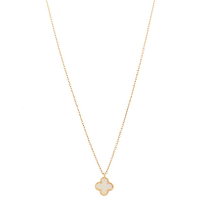 Van Cleef & Arpels 18K Yellow Gold Mother of Pearl Sweet Alhambra Pendant Necklace 1 of 6