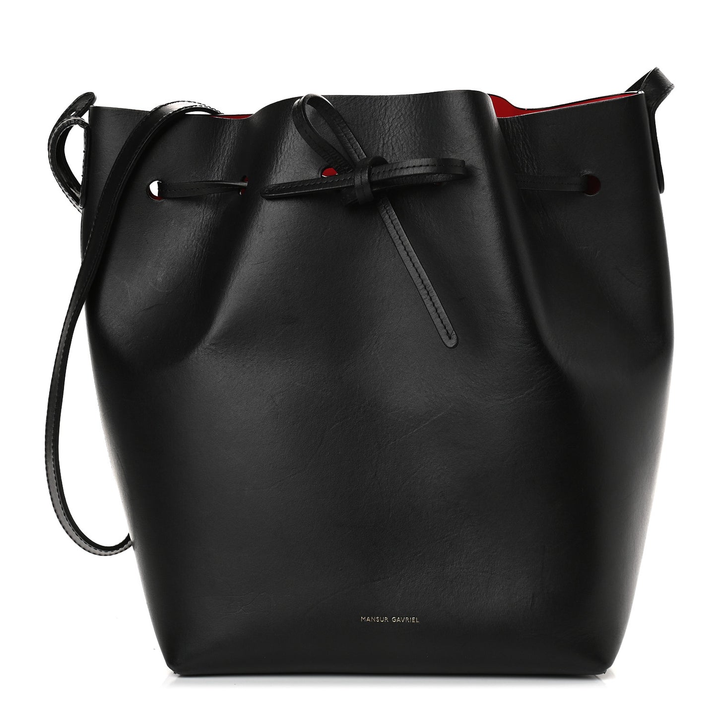 Vegetable Tanned Calfskin Bucket Bag Black Flamma