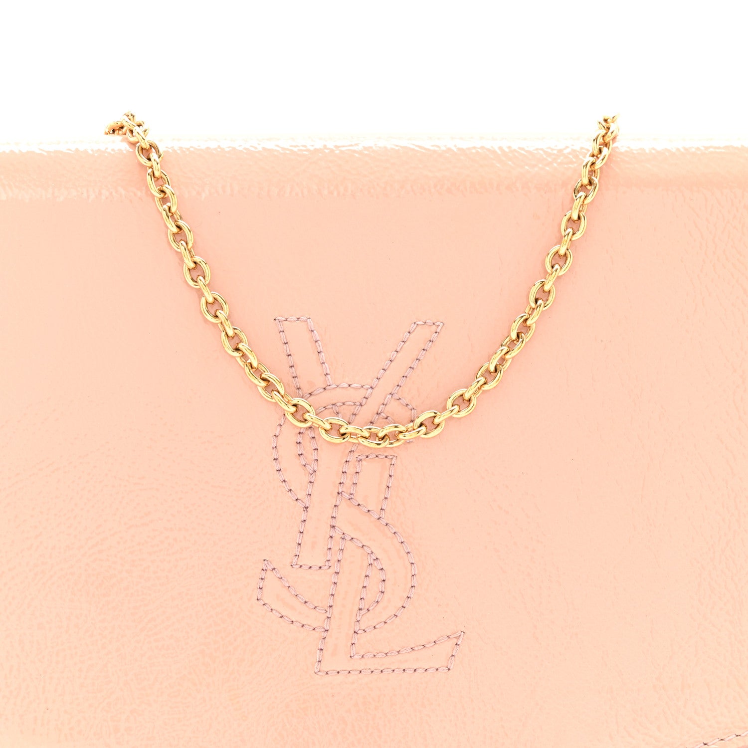 Saint Laurent Patent Calfskin Belle de Jour Chain Clutch Pink 8 of 17