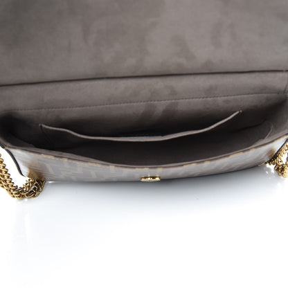 Fendi Vitello Grace Glazed Fabric FF 1974 Double F Shoulder Bag Alchemy Mogano Panna 6 of 10