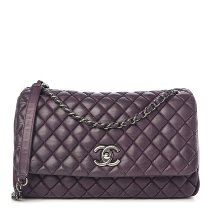 Chanel Iridescent Calfskin Quilted Large New Bubble Flap Plum 1 of 12