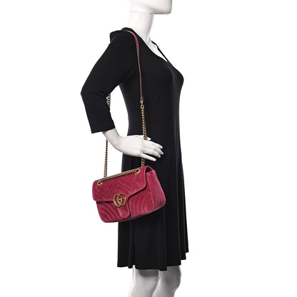 Gucci Velvet Matelasse Small GG Marmont Shoulder Bag Light Raspberry Rose 2 of 11