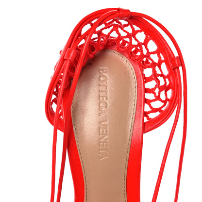 Bottega Veneta Mesh Nappa Stretch Ankle Tie Sandals 37 Tomato 7 of 7