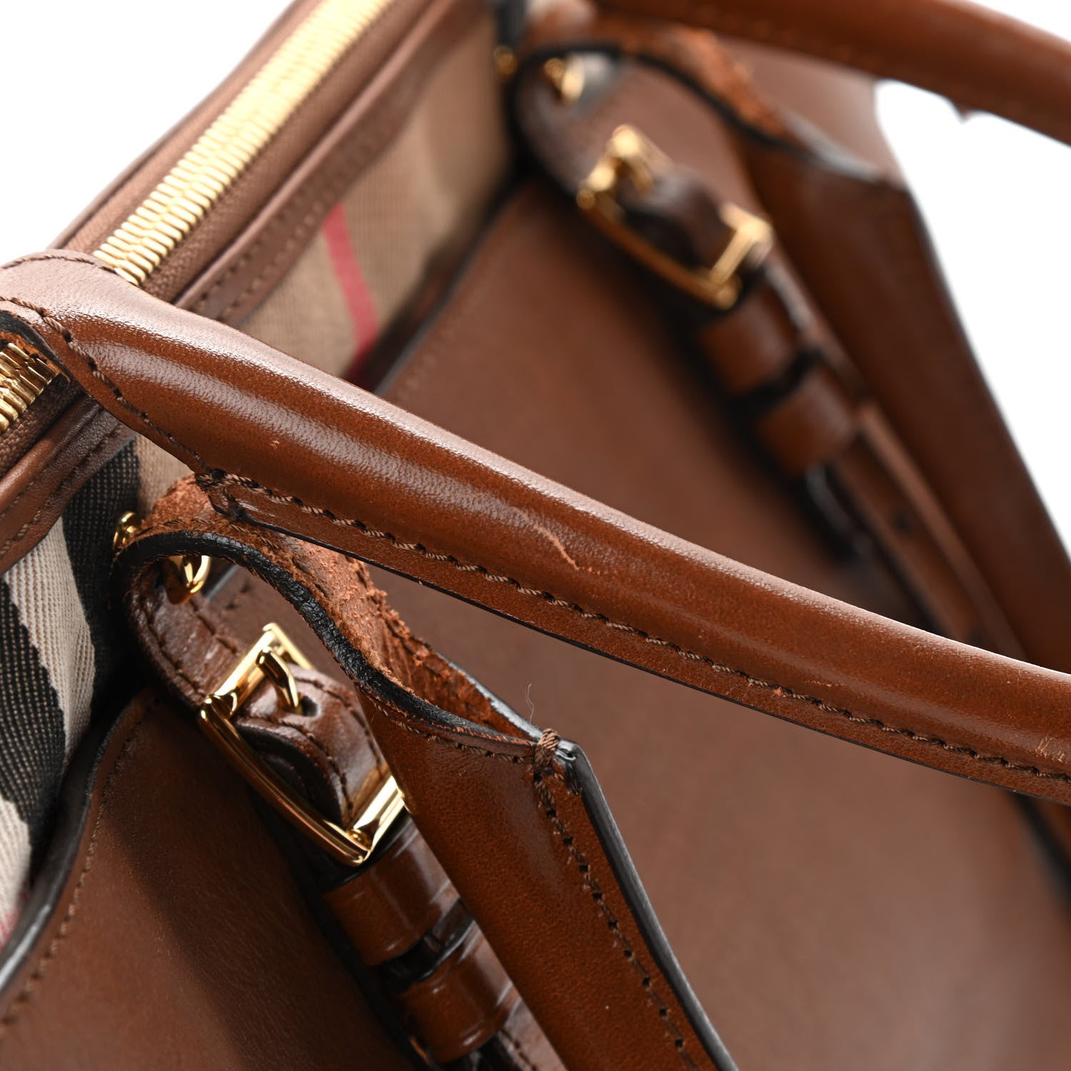 Burberry Calfskin House Check Small Salisbury Tote Brown 14 of 16