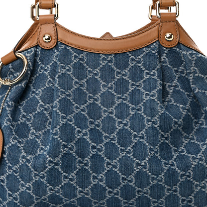 Gucci Denim Monogram Medium Sukey Tote Blue 8 of 19