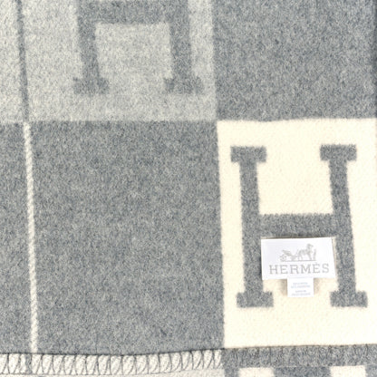 Hermes Wool Cashmere Avalon III Blanket Ecru Gris Clair 3 of 3