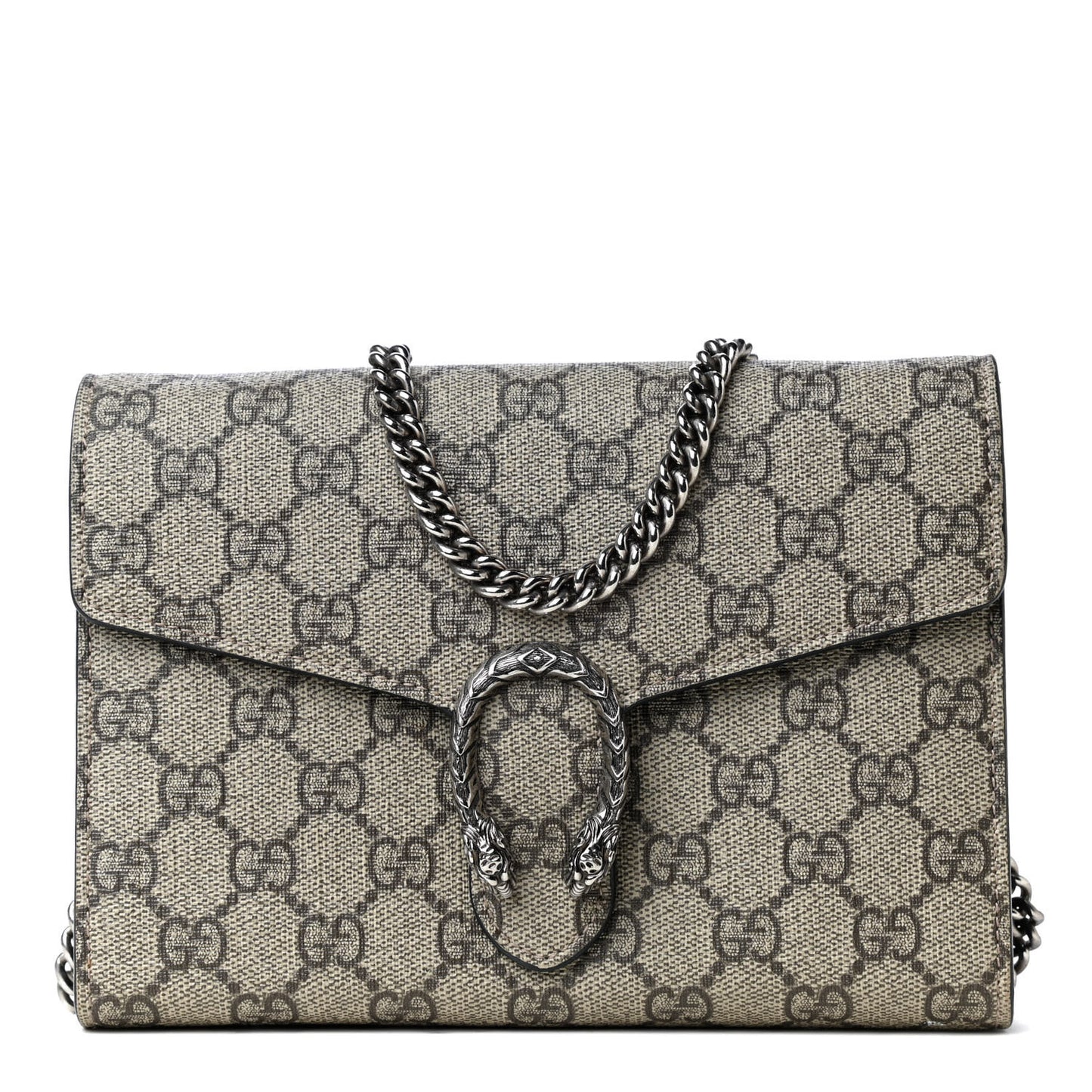 GG Supreme Monogram Mini Dionysus Chain Wallet Beige Black
