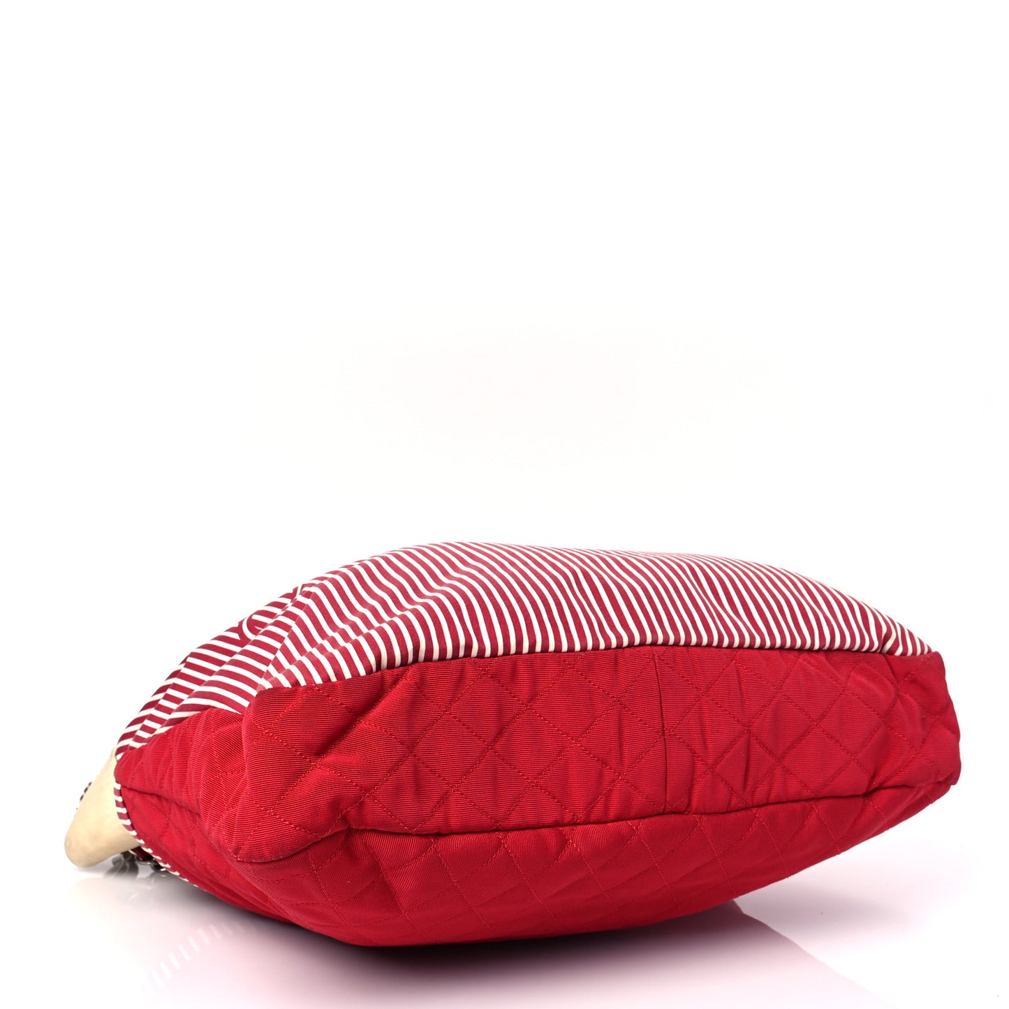 Striped Canvas Logo Tote Red