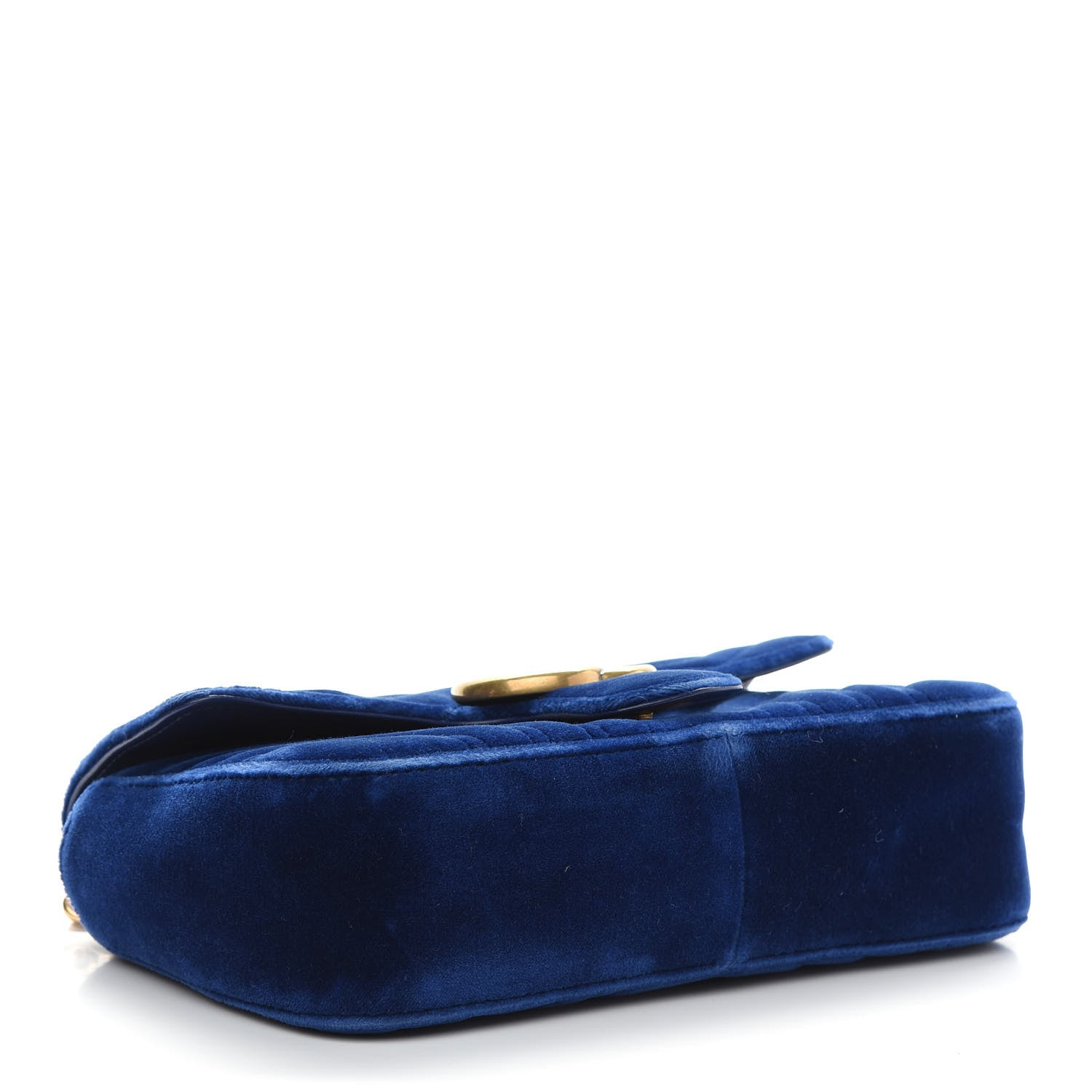 Gucci Velvet Matelasse Mini GG Marmont Shoulder Bag Cobalt Blue 4 of 9