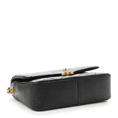 Chanel Shiny Caviar Quilted Small Chain Melody Flap Black 4 of 11