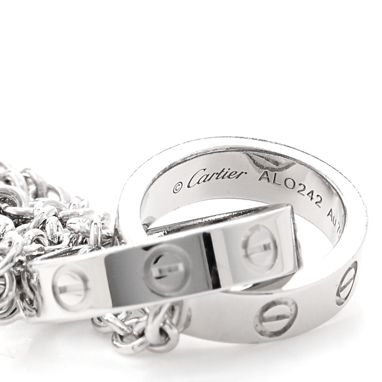 Cartier 18K White Gold Interlocking LOVE Necklace 4 of 6