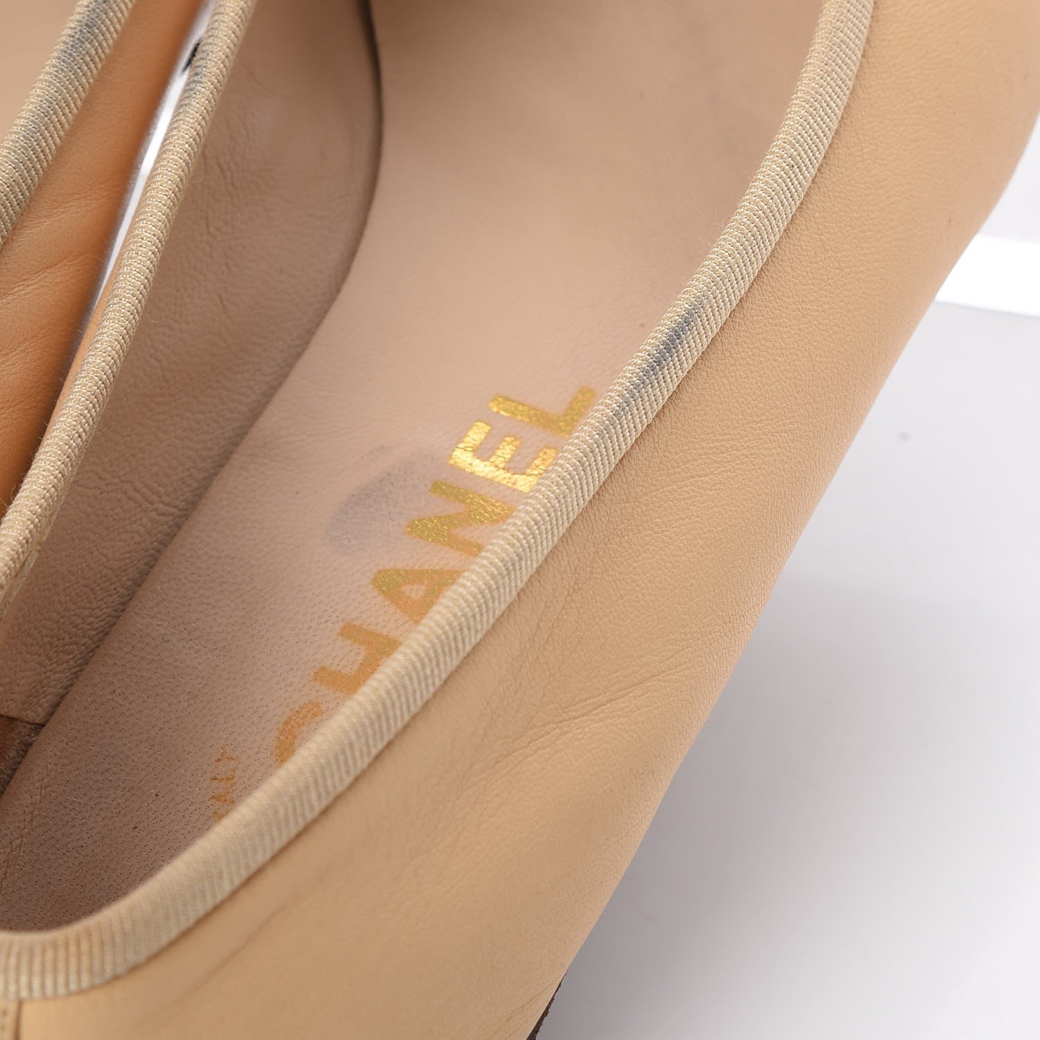 Chanel Lambskin CC Cap Toe Ballerina Flats 38 Beige Black 15 of 18