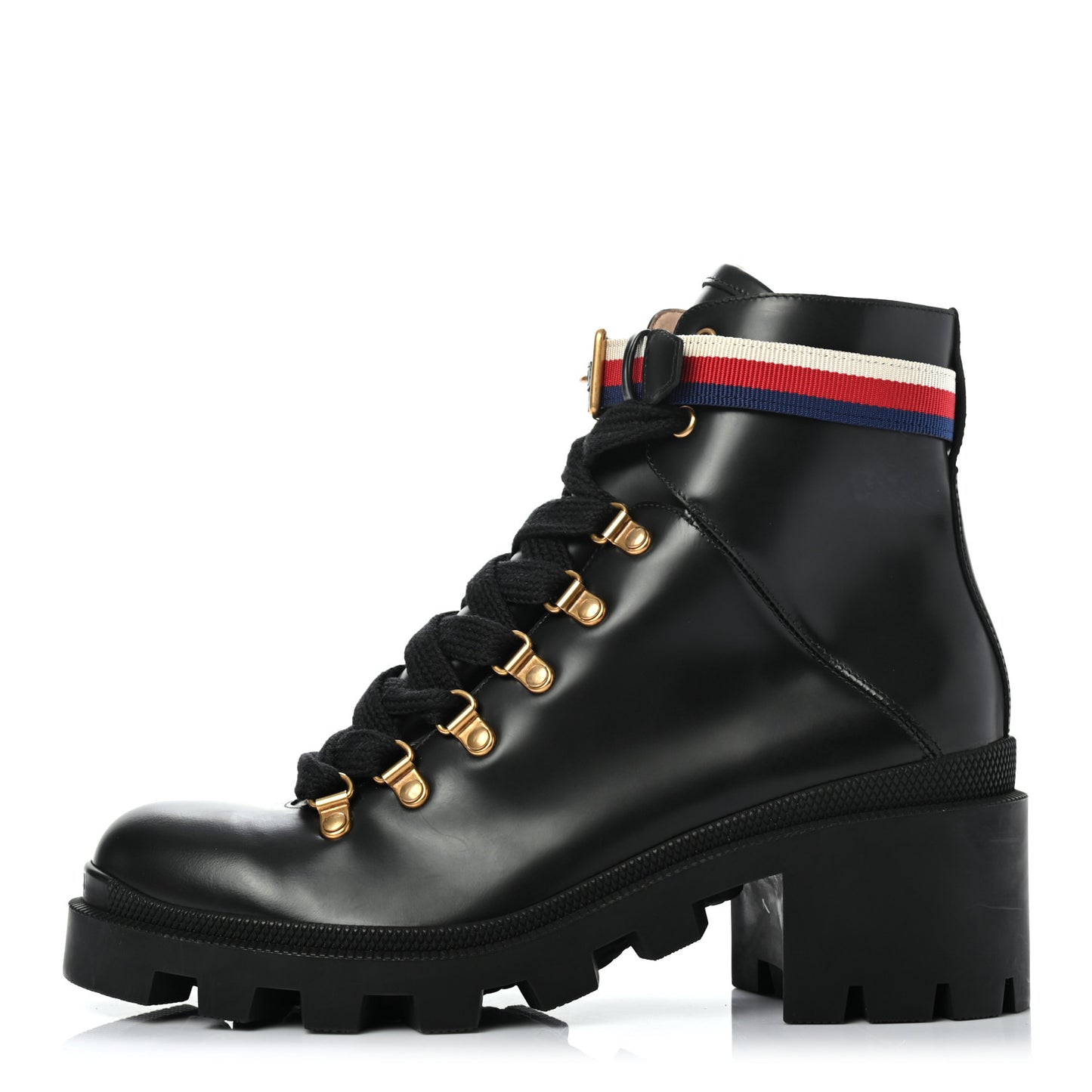 Calfskin Sylvie Web Womens Lace Up Combat Boots 39 Black