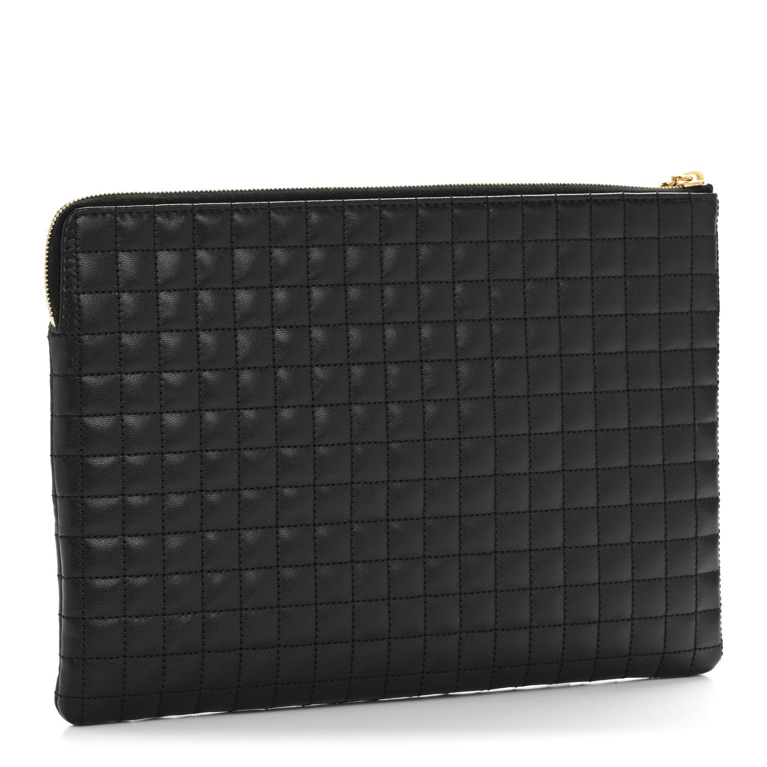 Celine Calfskin Quilted C Charm Pouch Black 3 of 10