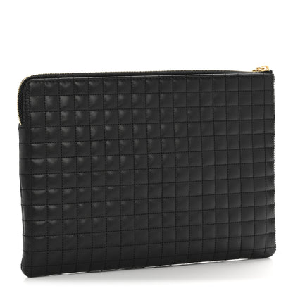 Celine Calfskin Quilted C Charm Pouch Black 3 of 10