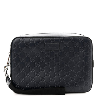 Gucci Guccissima Zip Pouch Wristlet Black 1 of 9