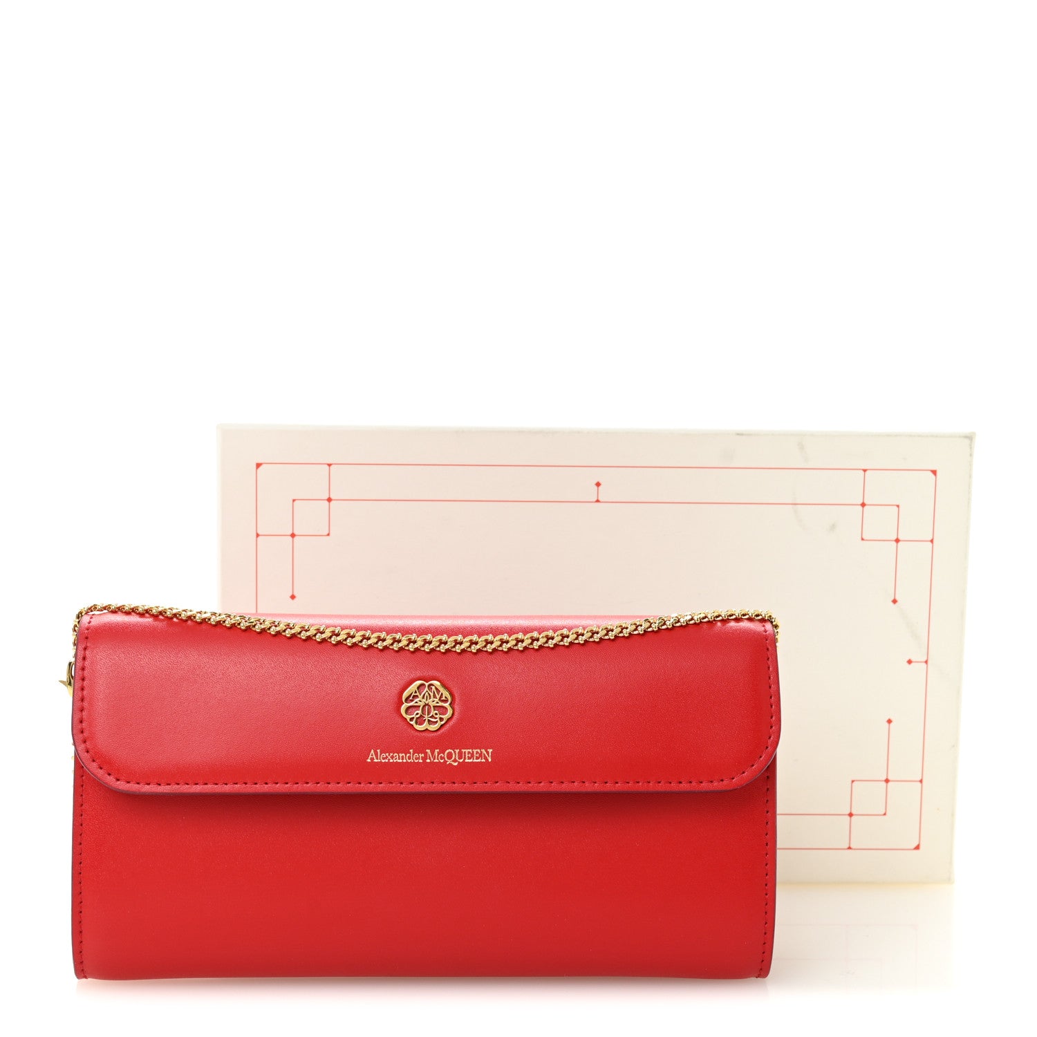 Alexander McQueen Calfskin Wallet on Chain Red 11 of 11