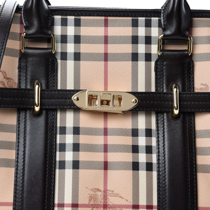 Burberry Haymarket Check Medium Minford Portrait Tote Chocolate 11 of 11