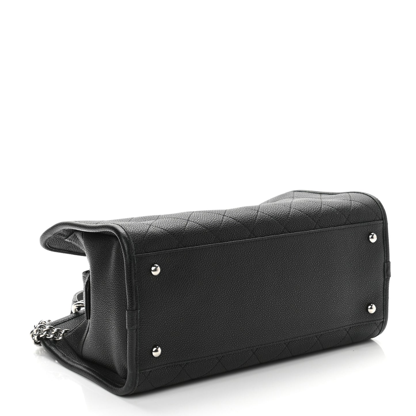 Caviar Stitched Shopping Tote Black