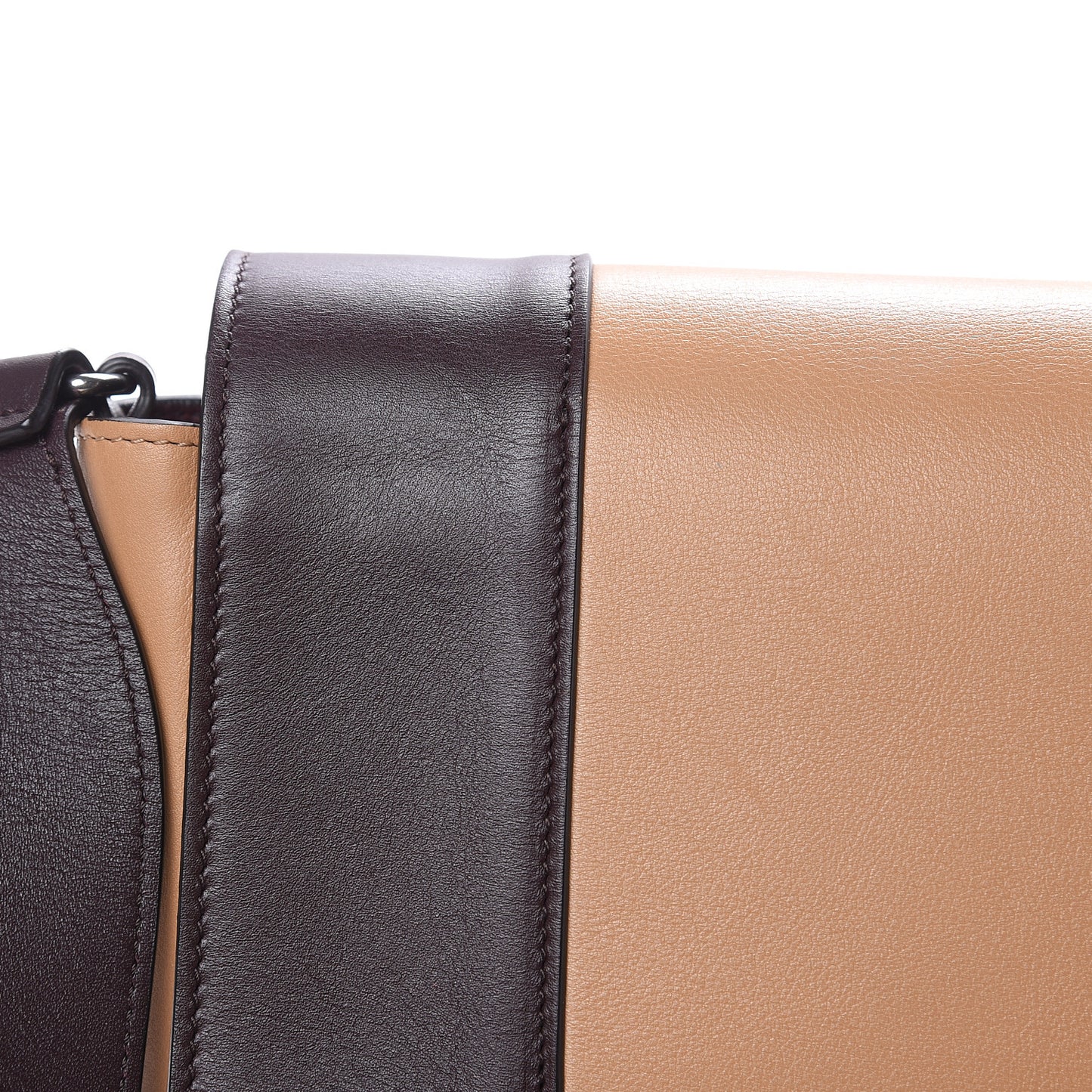 Shiny Smooth Calfskin Medium Frame Shoulder Bag Burgundy Tan