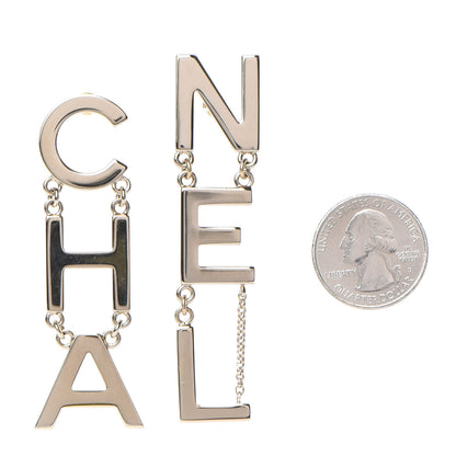 Chanel Metal Cha-Nel Logo Drop Earrings Gold 2 of 4