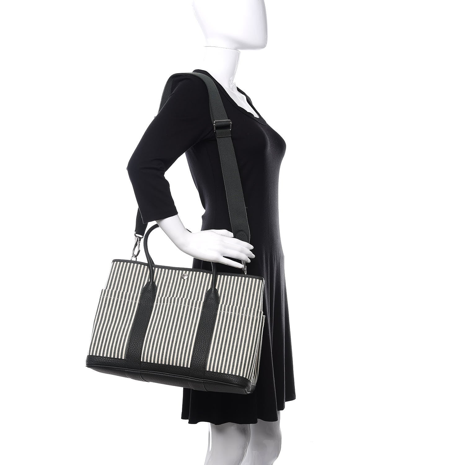 Hermes Toile Vache Country Garden Party Pockets 36 MM Tote Ecru Vert Anglais Vert Fonce 2 of 10