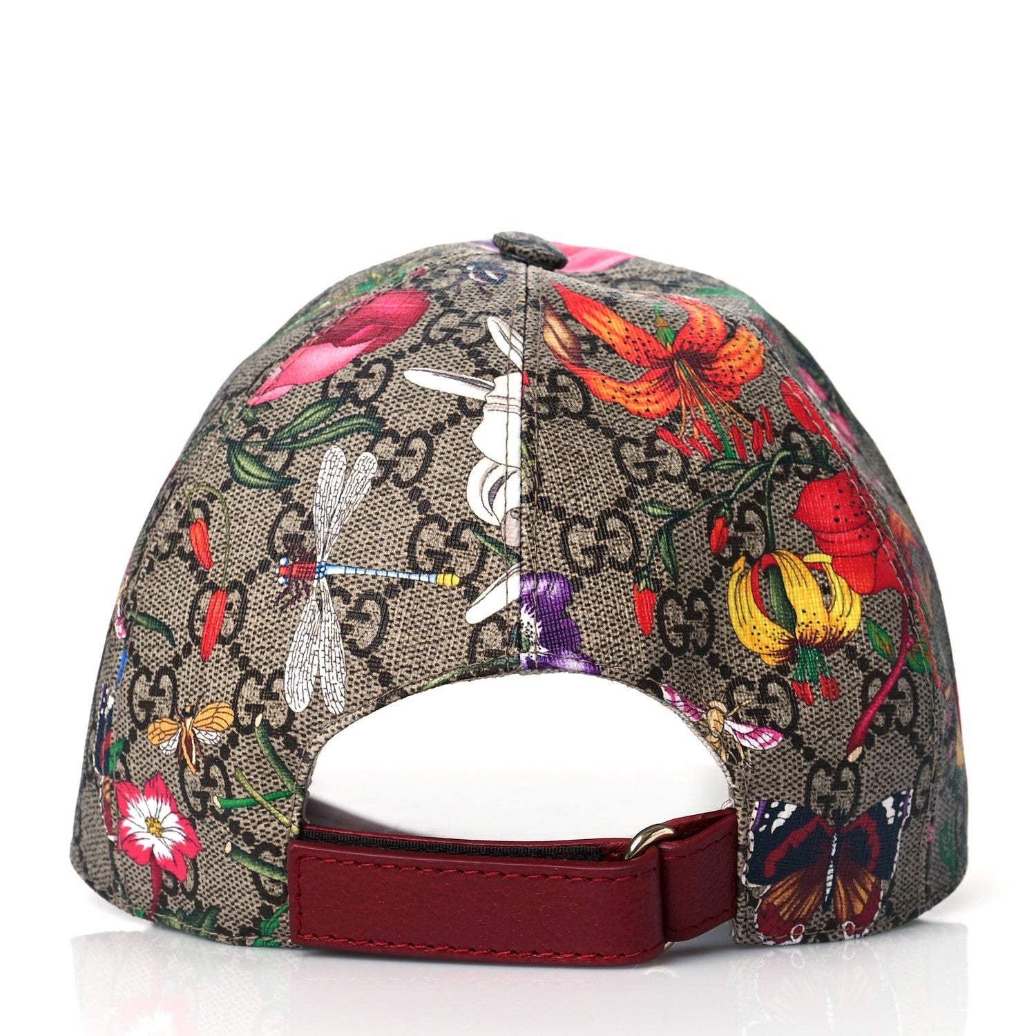 Gucci GG Supreme Monogram Flora Baseball Hat M Red 4 of 8