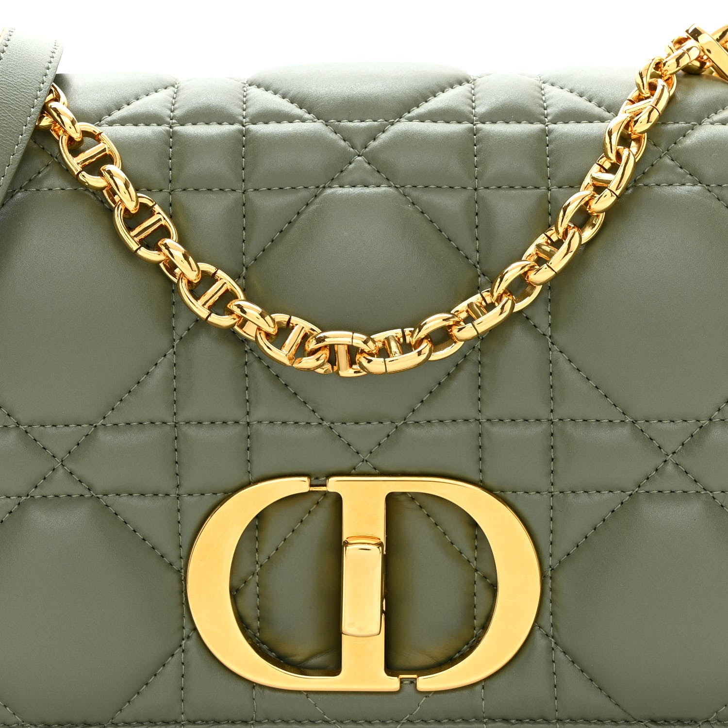 Christian Dior Calfskin Macrocannage Medium Caro Bag Cedar Green 8 of 10