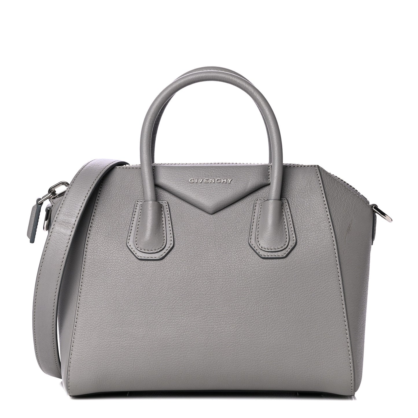 Sugar Goatskin Small Antigona Pearl Grey