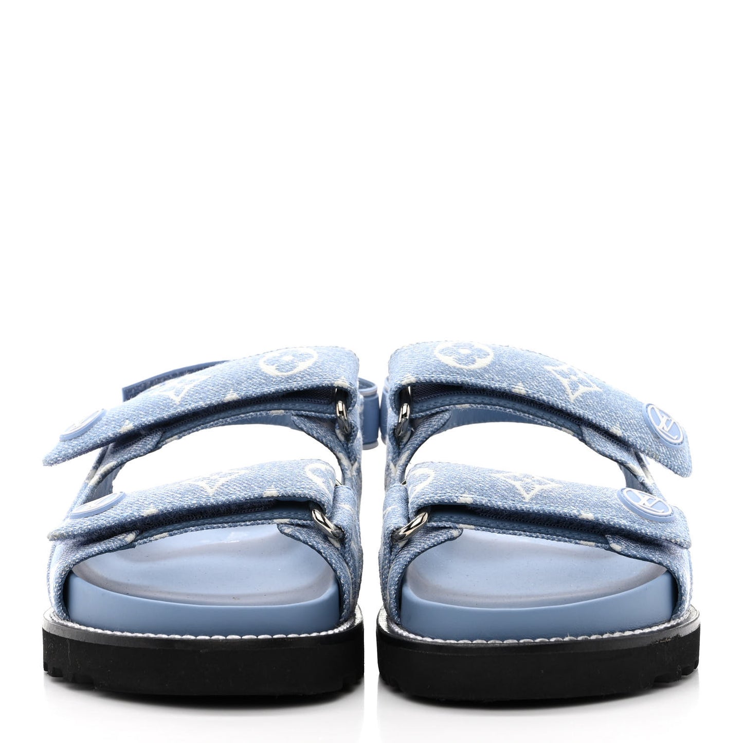 Monogram Denim Paseo Flat Comfort Sandals 38 Light Blue