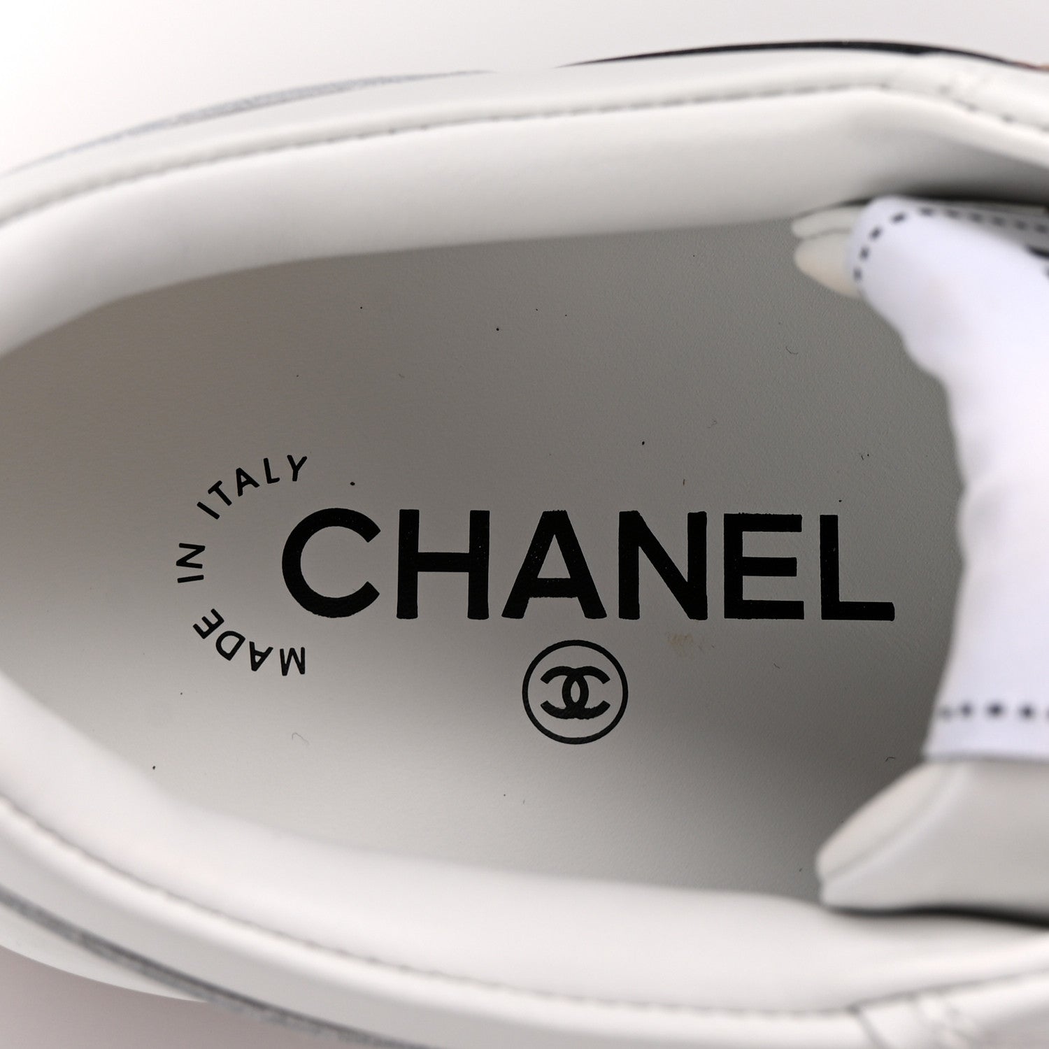 Chanel Calfskin Patent Womens CC Sneakers 37 White Burgundy Beige 8 of 10