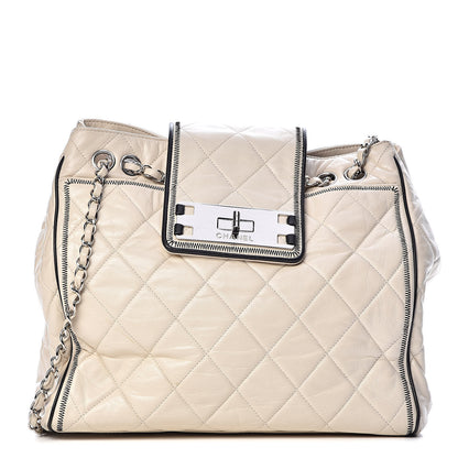 Chanel Lambskin Quilted East West Tote Ivory 1 of 18