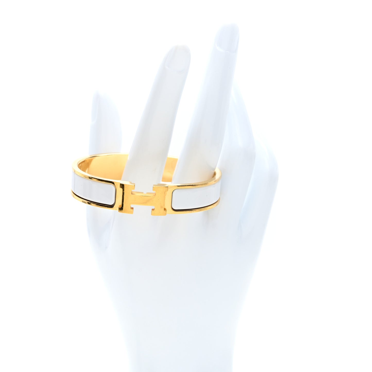 Enamel Narrow Clic Clac H Bracelet PM White