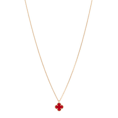 Van Cleef & Arpels 18K Rose Gold Carnelian Sweet Alhambra Pendant Necklace 1 of 4