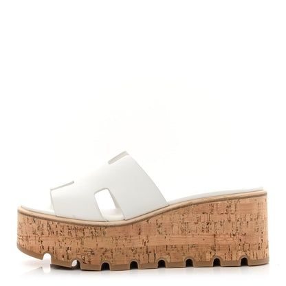Hermes Calfskin Cork Eze 30 Sandals 37 White 1 of 9