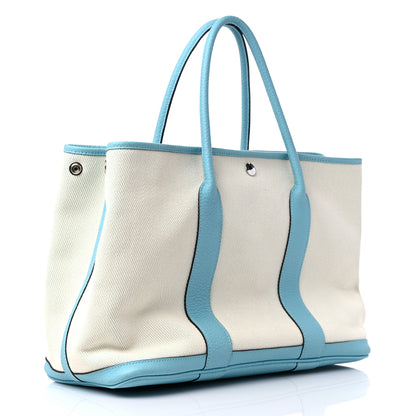 Hermes Twill H Vache Country Garden Party 36 MM Ecru Bleu Atoll 3 of 12