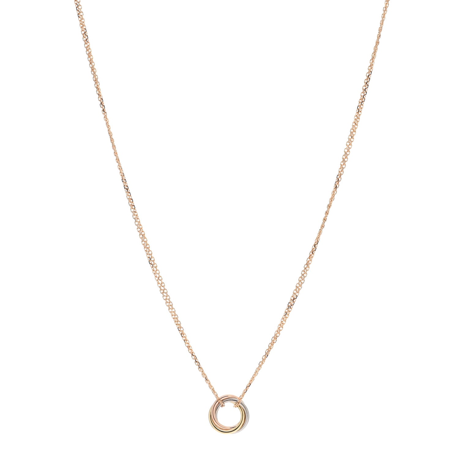 Cartier 18K Pink Yellow White Gold Trinity Double Chain Pendant Necklace 1 of 5