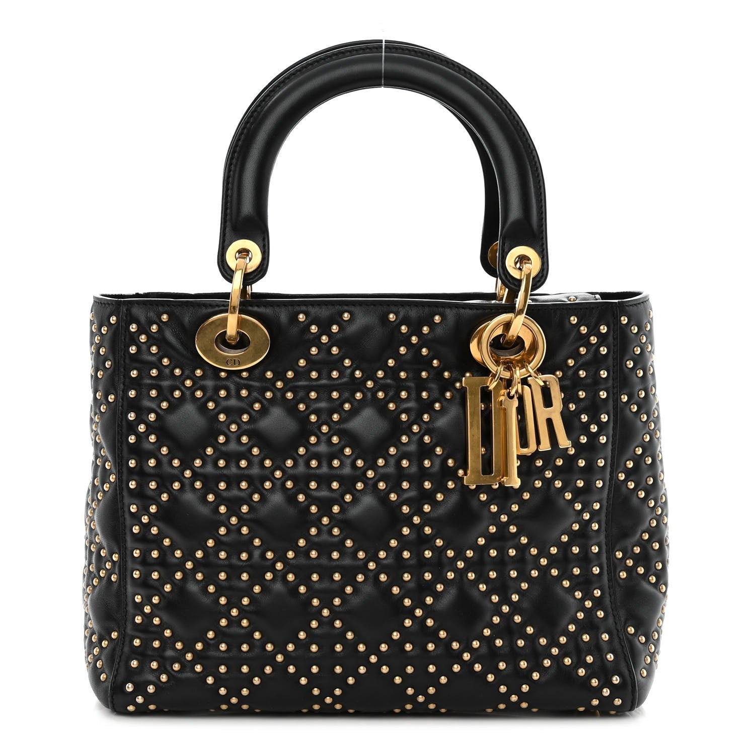 Christian Dior Calfskin Cannage Studded Medium Supple Lady Dior Black 1 of 10