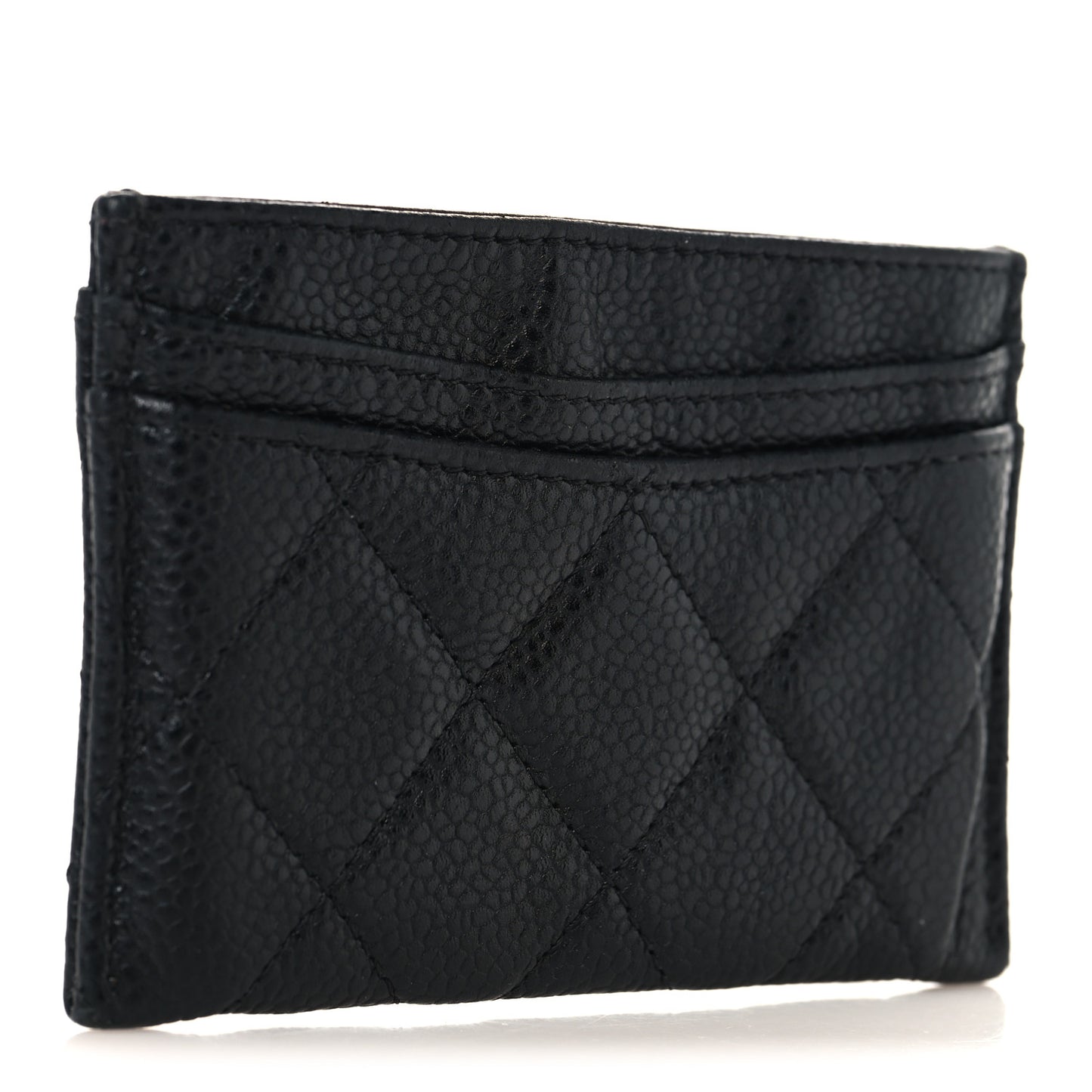 Caviar Quilted Card Holder Black