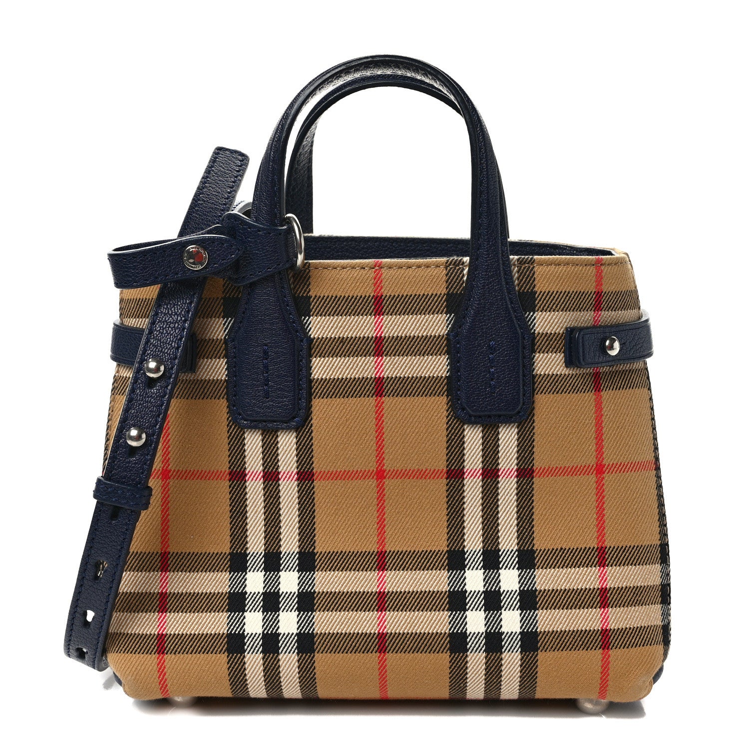 Burberry Goatskin Vintage Check Baby Banner Tote Regency Blue 1 of 10