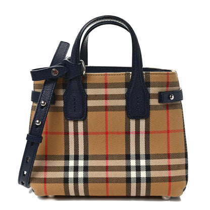 Burberry Goatskin Vintage Check Baby Banner Tote Regency Blue 1 of 10